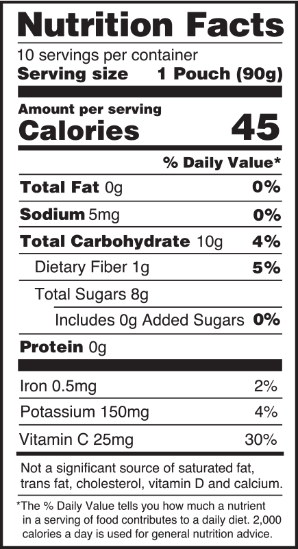 nutrition facts - apple