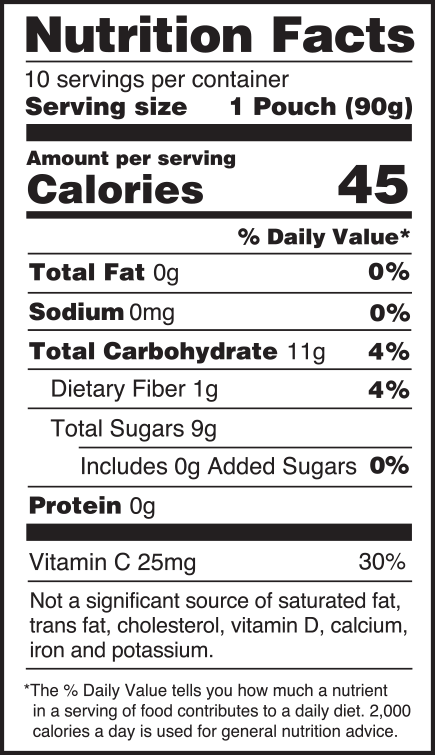 nutrition facts - apple