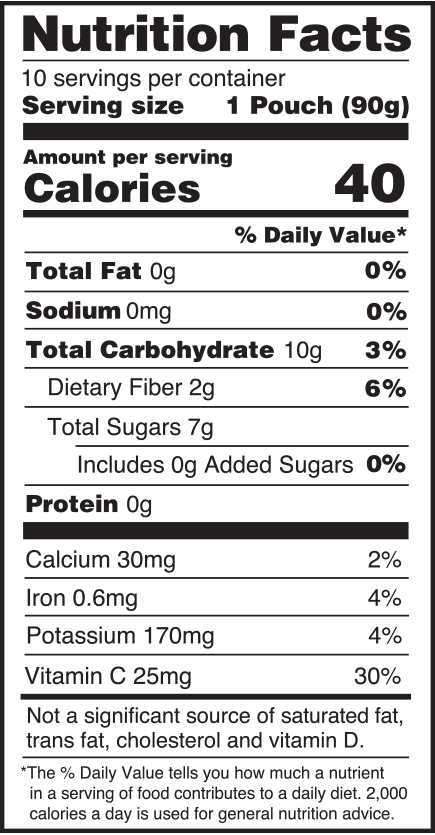 nutrition facts - apple