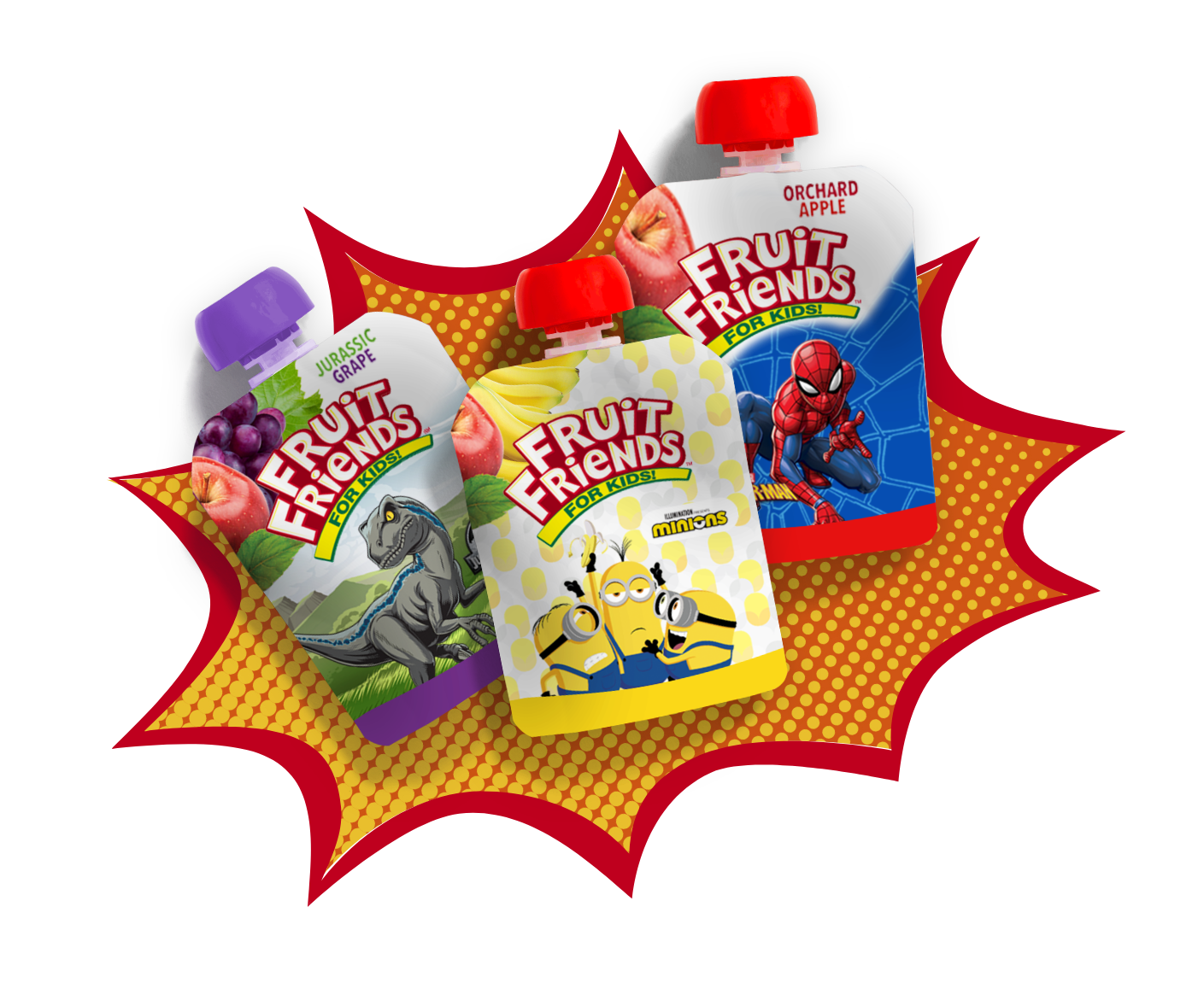 a group of fruit friends pouches